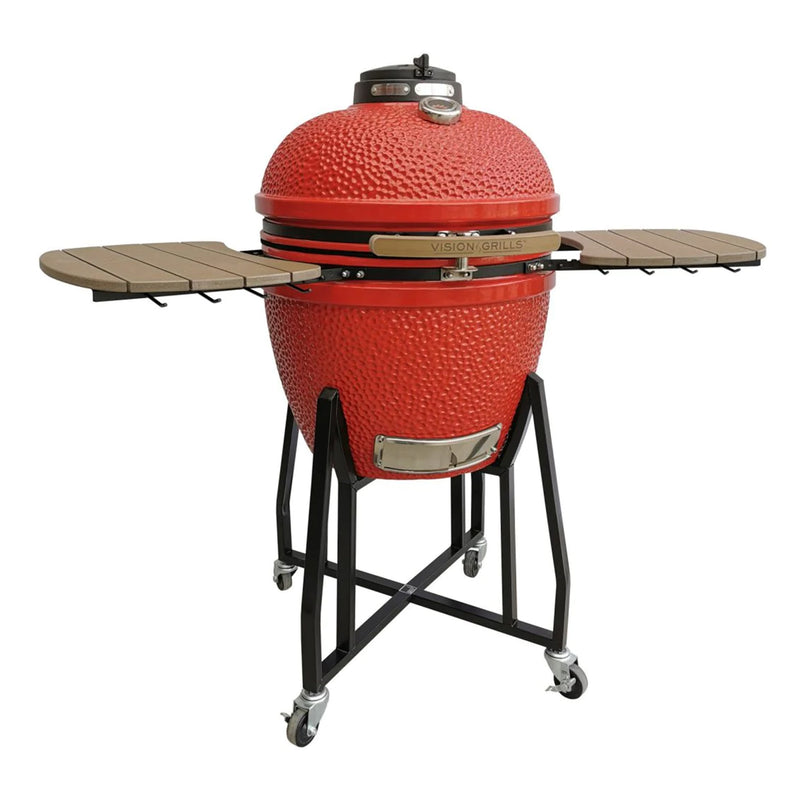 Vision Grills 1-Series Kamado Charcoal Grill With Vents And Thermometer Red
