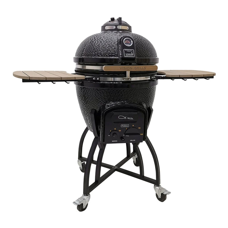 Vision Grills Kamado Charcoal Grill With Electric Starter & Lava Stone Black