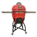 Vision Grills Kamado Ceramic Charcoal Grill W/ Electric Starter & Lava Stone Red