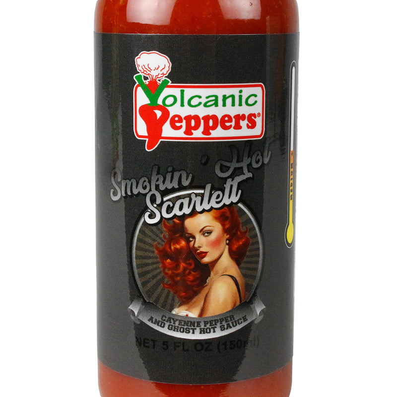 Volcanic Peppers Smokin' Hot Scarlett Smoked Cayenne and Ghost Hot Sauce 5 oz