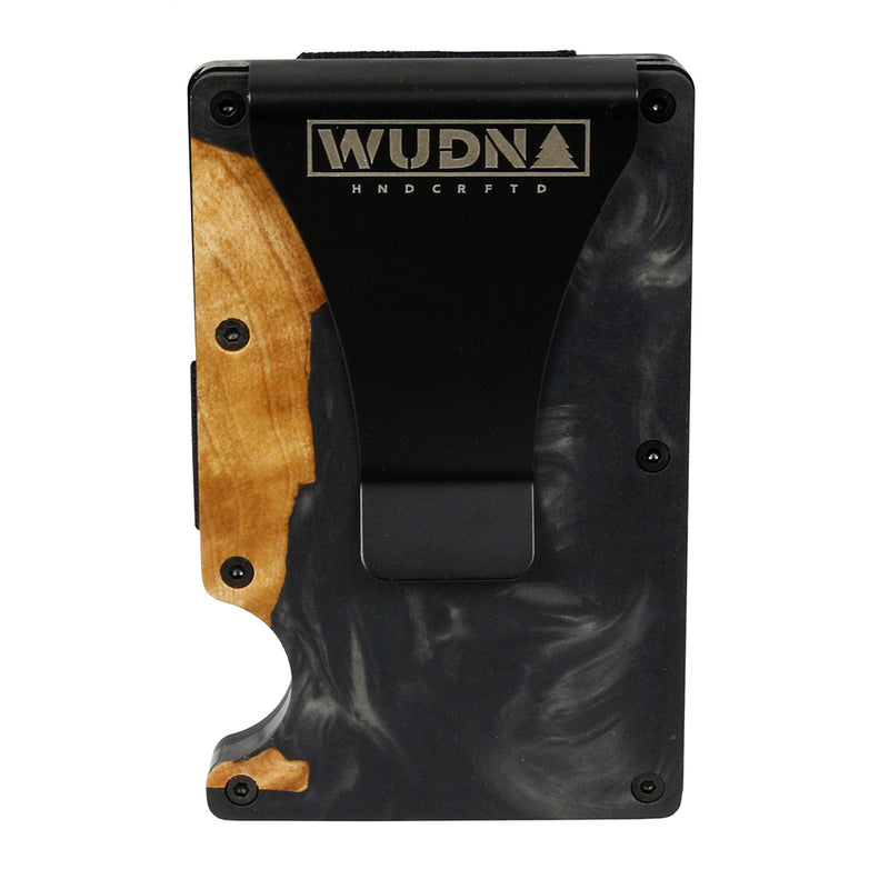 WUDN Adventure Handcrafted Wallet Resin & Wood RFID Money Clip Midnight Black