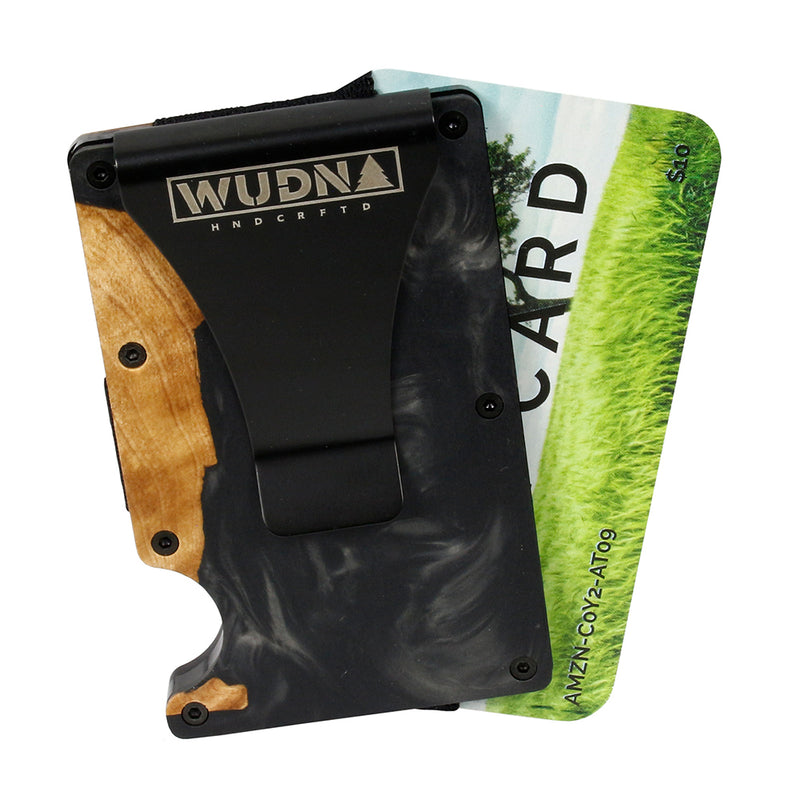 WUDN Adventure Handcrafted Wallet Resin & Wood RFID Money Clip Midnight Black