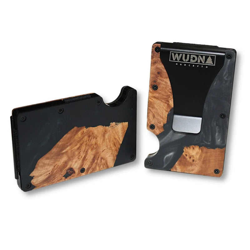 WUDN Adventure Handcrafted Wallet Resin & Wood RFID Money Clip Midnight Black