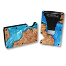 WUDN Adventure Handcrafted Wallet Resin & Wood RFID Money Clip Diver's Blue