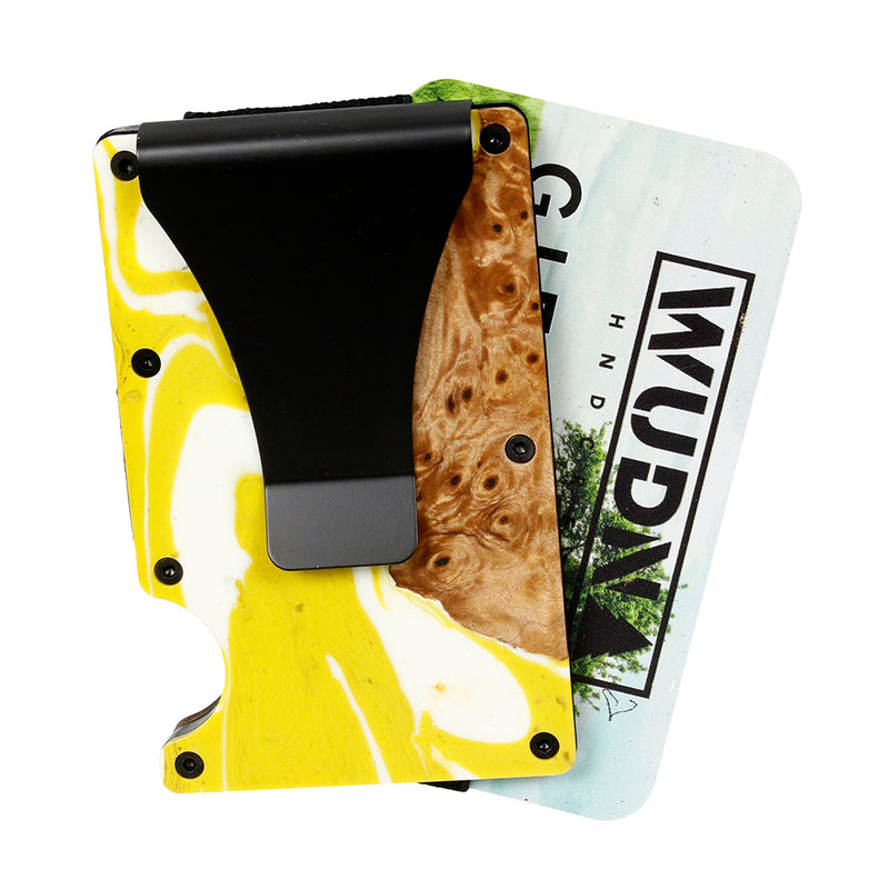 WUDN Adventure Handcrafted Wallet Resin & Wood RFID Money Clip Sunrise Yellow