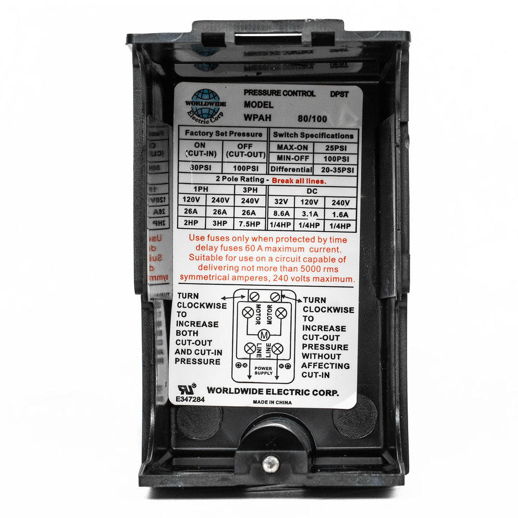 1 Port Pressure Switch 80 - 100 PSI 26 Amp WPAH80/100 – Robidoux Inc.