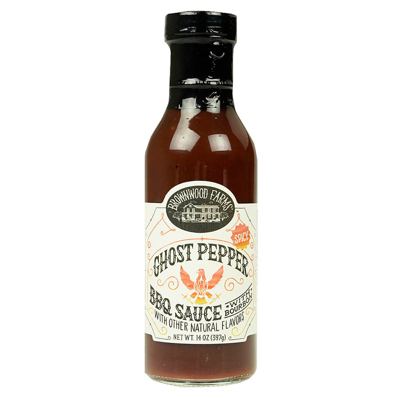 Brownwood Farms Ghost Pepper Spicy Hot Bourbon BBQ Sauce Gluten Free 14 Ounces