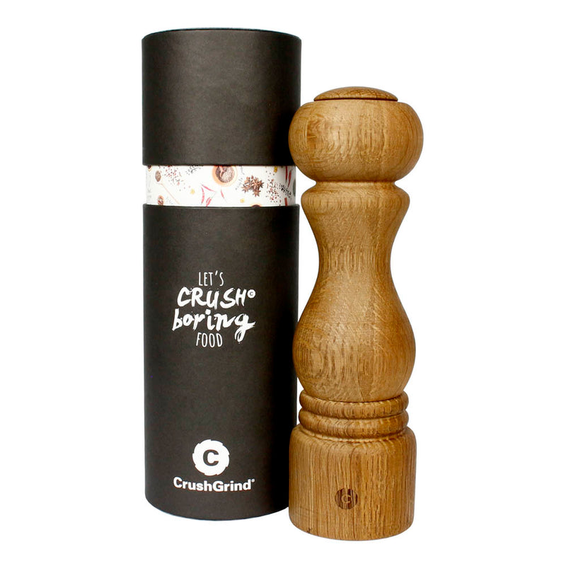 CrushGrind Torino Salt or Pepper Mill and Patented Ceramic Grinder Oak 20cm