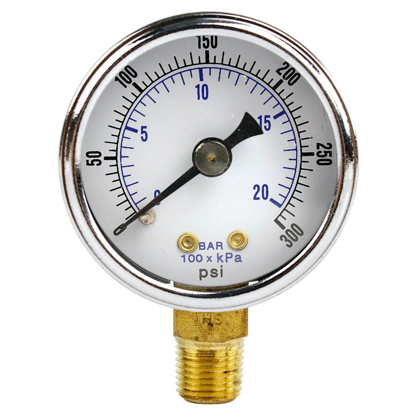 1-1/2" Dry Pressure Gauge 0-300 PSI Lower Mount 1/8" NPT Air Compressor Gauge
