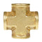 1/4" Female NPTF Forged Cross Solid Brass Multi Directional Pipe Fitting New