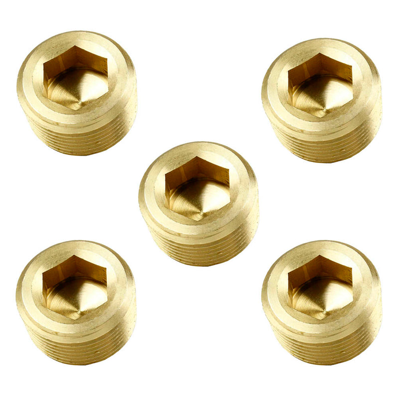 3/4" NPTF 5 Pack Brass Countersunk Hex Plug Head Style Pipe Fitting 109UJ-5Pack
