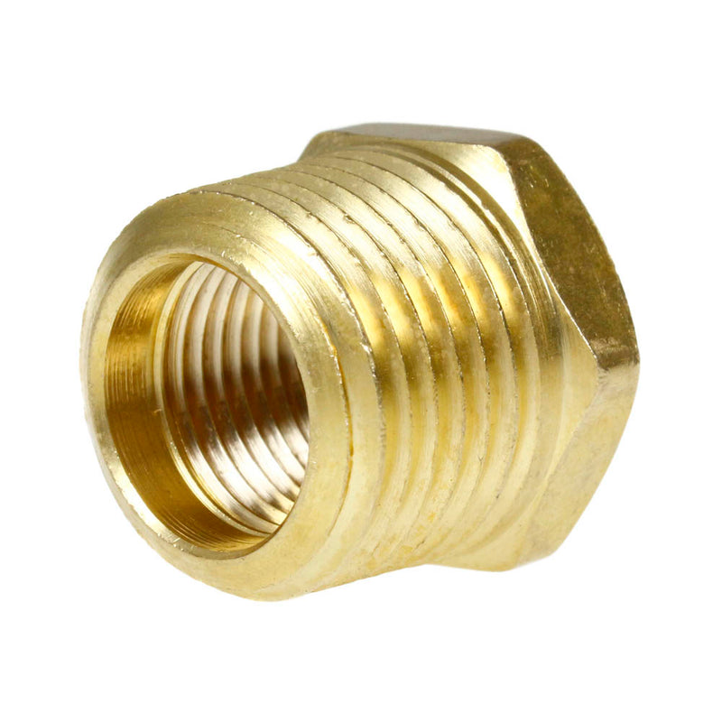 1/2" x 3/8" Male NPTF x Female NPTF Hex Bushing Reducer Solid Brass Pipe Fitting