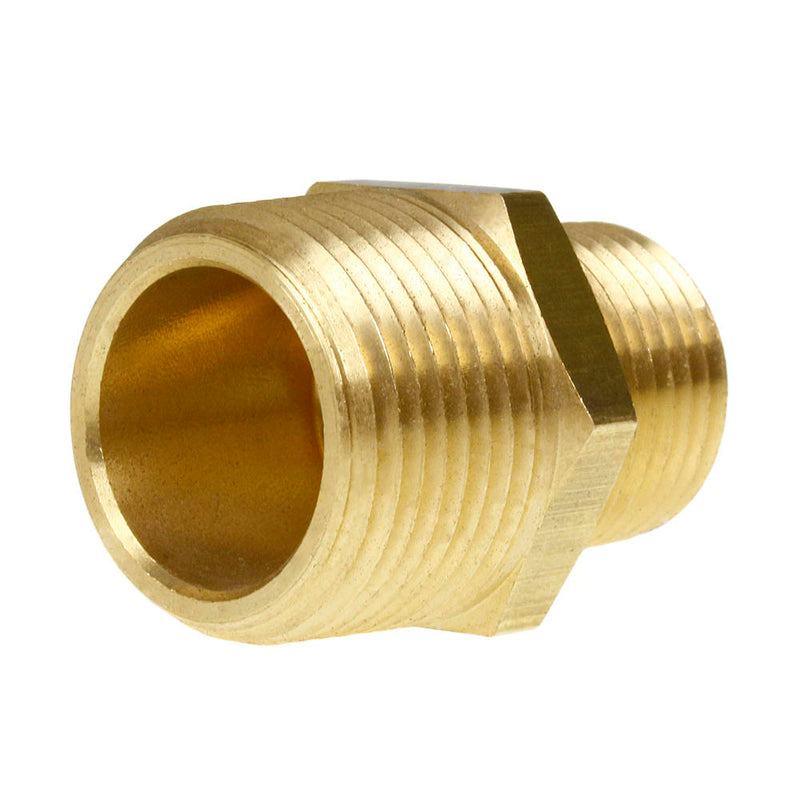 3/4" x 1/2" Male NPTF Pipe Reducing Hex Nipple Solid Brass Pipe Fitting New