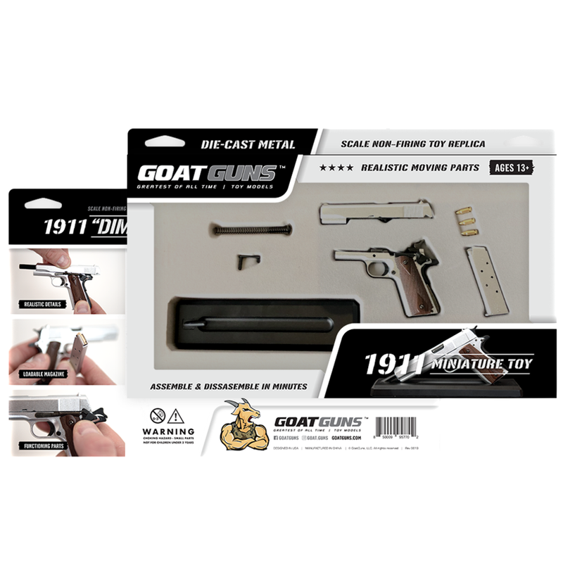 Goat Guns Mini 1911 Model Handgun 1:2.5 Scale Silver Die Cast Metal Non-Firing