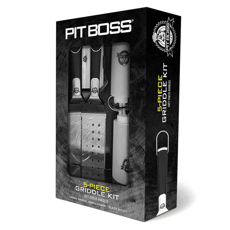 Pit Boss Deluxe 5 Piece Griddle Tool Set Accessories Kit Bottle Spatula Scraper