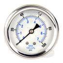 Liquid Filled 0-100 PSI Center Back Mount Air Pressure Gauge With 2.5" Face