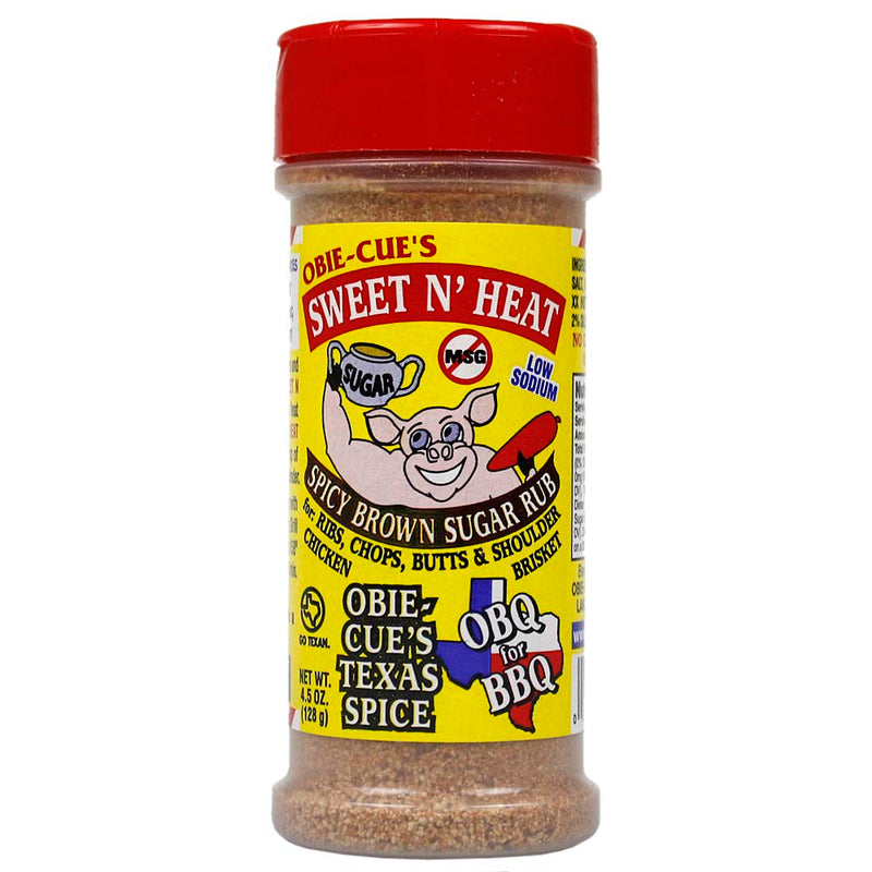 Obie Cue's Sweet N Heat Spicy Brown Sugar Rub Brisket No MSG Low Sodium 4.5 Oz