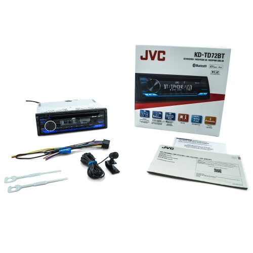 JVC Single DIN CD Receiver With USB And Built-In 5-Phone Bluetooth KD-TD72BT