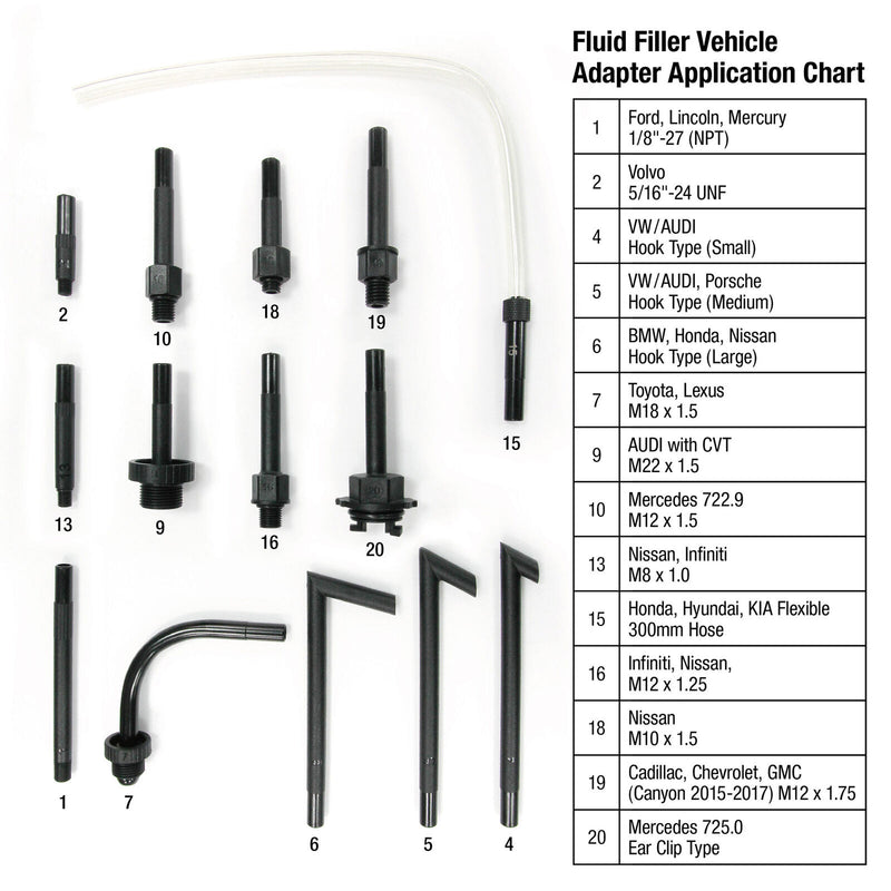 Powerbuilt ATF Fluid Filler Kit With 14 Piece Fill Adapters And 80" Hose 240237