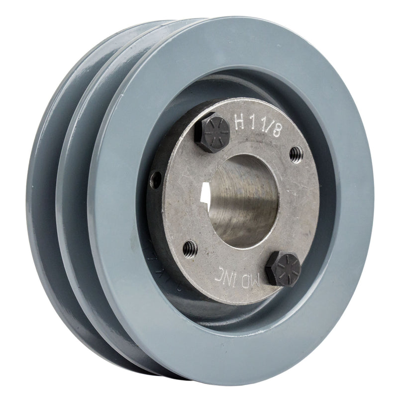 4.5" 2 Piece Cast iron Dual Groove Pulley A Belt (4L) Style with 1-1/8" Bore H Bushing 2AK46H