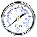 1/4" 0-200 PSI Air Pressure Gauge Center Back Mount With 2" Face