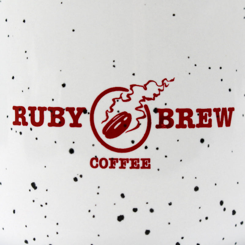 Ruby Brew Campfire Ceramic Microwave-Safe Mug With Handle 13 Oz. Speckled White