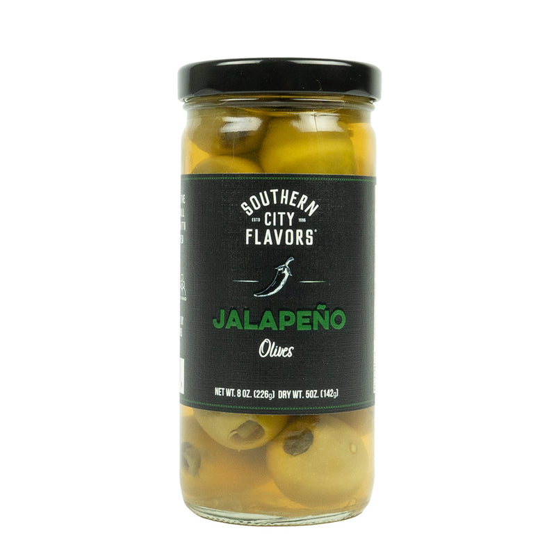 Southern City Flavors Jalapeno Stuffed Olives 8 Oz Container Made In The U.S.A.