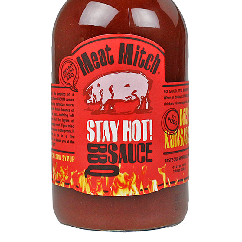 Meat Mitch Stay Hot BBQ Sauce Whomp! Sweet and Spicy Gluten Free 19.6 oz Bottle