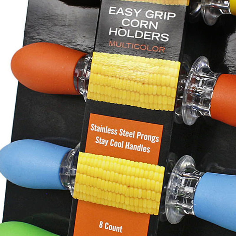 Mr Bar-B-Q Easy Grip Corn on the Cob Holders Multicolor Grips Skewers 8 Count