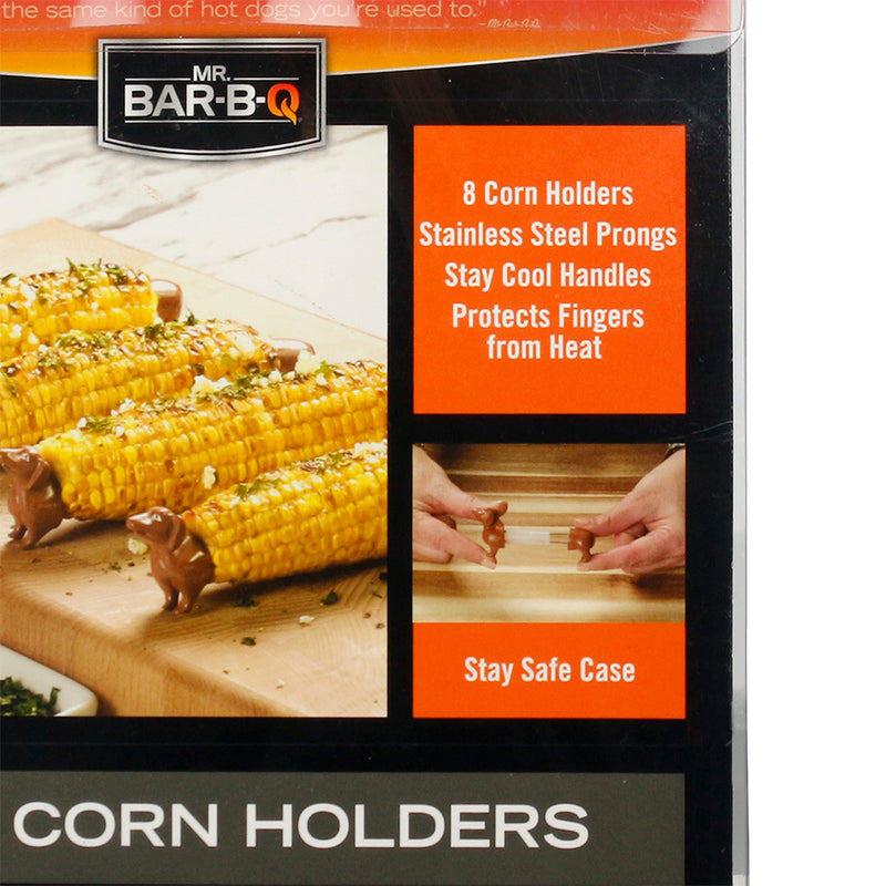 Mr Bar-B-Q Dog Corn Cob Holders Stainless Steel Prongs 4 Pairs W/ Safe Cases