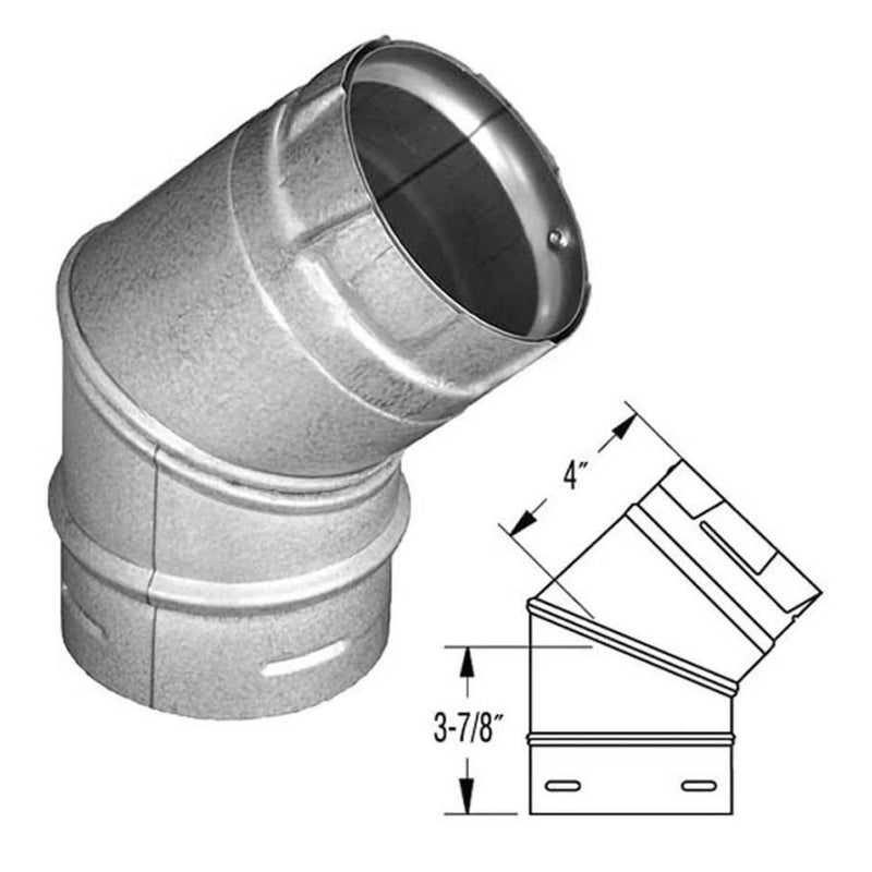 Comfortbilt Duravent 4" Pelletvent Pro Galvalume 45 Degree Elbow 4PVP-E45