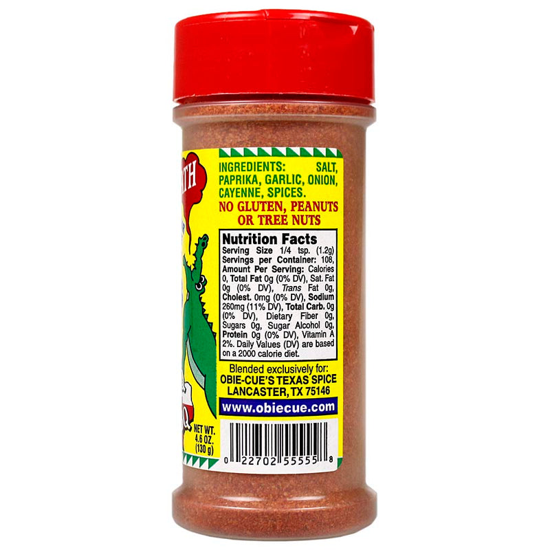 Obie Cue's Gatorbreath Spicy Cajun Salt BBQ Rub No MSG Gluten Free 4 oz Shaker