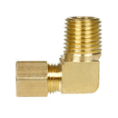 1/4" x 1/4" Tube OD x Male NPTF 90 Degree Barstock Elbow Solid Brass Fitting