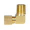 1/4" x 1/4" Tube OD x Male NPTF 90 Degree Barstock Elbow Solid Brass Fitting