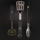 Napoleon 3 Piece Tool Set Stainless Steel BBQ Tongs Spatula Grill Brush 70024