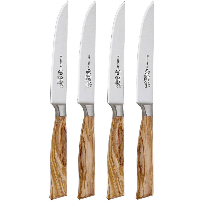 Messermeister Oliva Elite 4 Piece Steak Knife Set Multi-Edge E/6683-4/4S