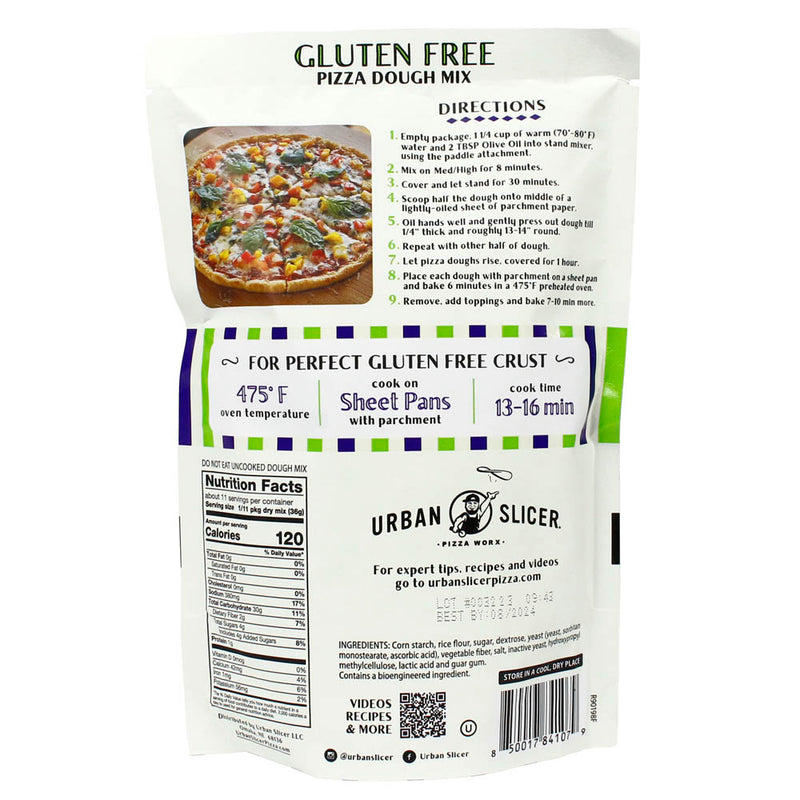 Urban Slicer Gluten Free Pizza Dough Pre-Mixed 13.9oz Bag Makes 2 14" Crusts