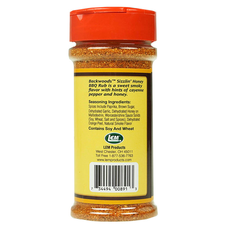 LEM Sizzlin' Honey BBQ Rub Sweet & Smoky All Purpose Seasoning Backwoods 4.95 oz