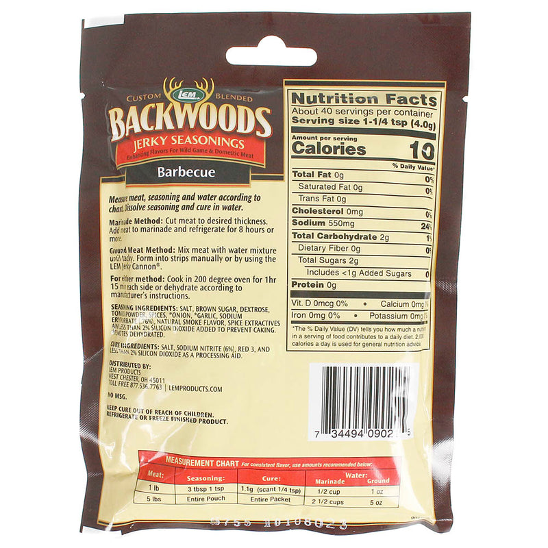Backwoods Barbecue Jerky Seasoning Cure Packet Makes 5 Lbs of Meat 5.7 Oz 9021