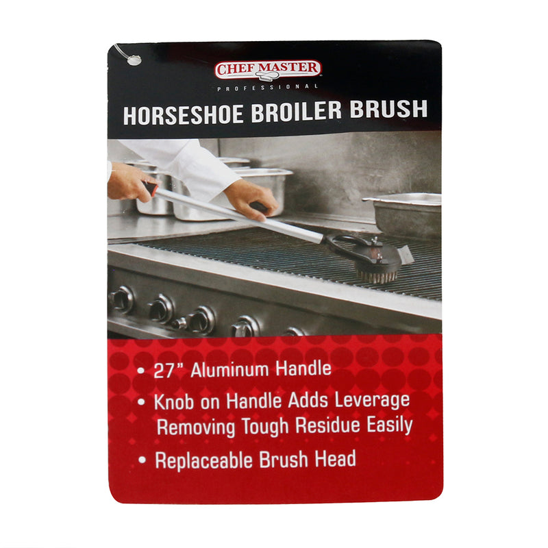 Chef Master Horseshoe Broiler Brush & Scraper With Soft Grip & Replaceable Head