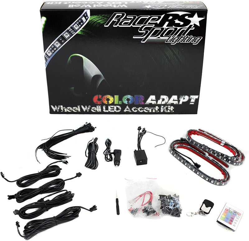 Race Sport Lighting Adaptive LED Wheel Well Kit with Key Card RGB Remote RSWWKIT