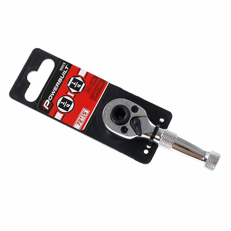 Powerbuilt Dual Head Dr. Stubby Ratchet 1/4 Inch Drive 72 Tooth Wrench 940478