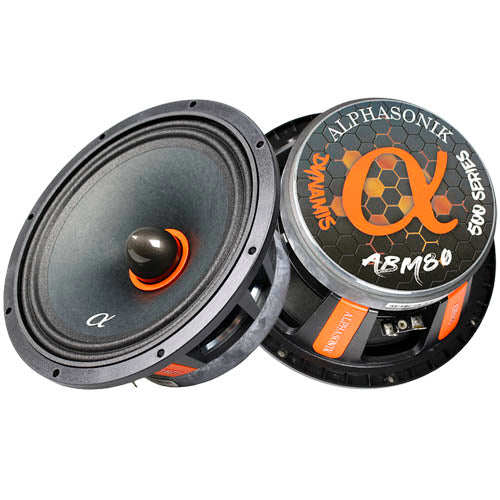 Alphasonik 8" Midrange Speakers 800 Watts Max Power 4 Ohm Car Audio ABM80 Pair
