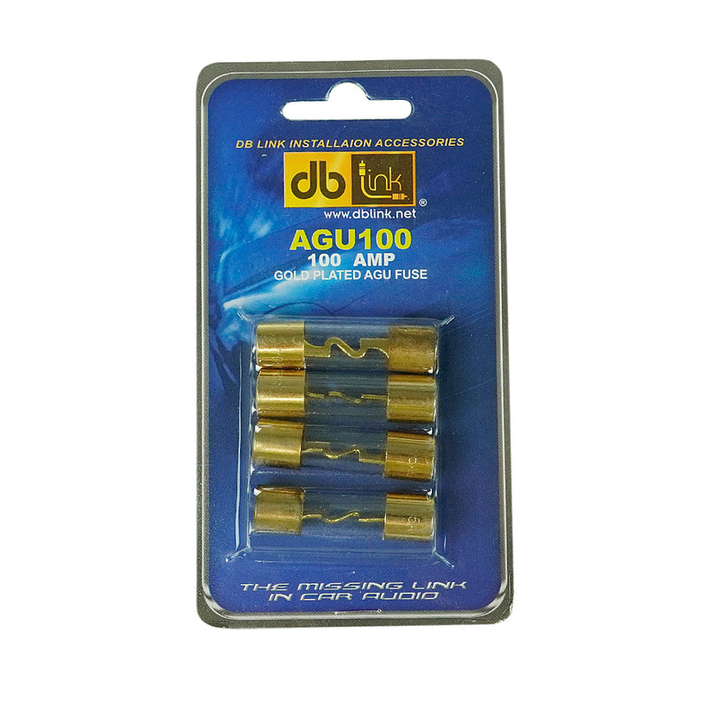 DB Link 100 Amp Golden Finish AGU Fuse Car Audio Replacement 4 Pc. Pack AGU100