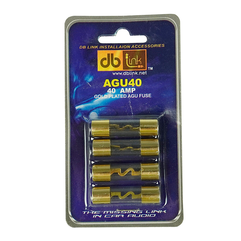 DB Link 40 Amp Golden Finish AGU Fuse Car Audio Replacement 4 Pc. Pack AGU40