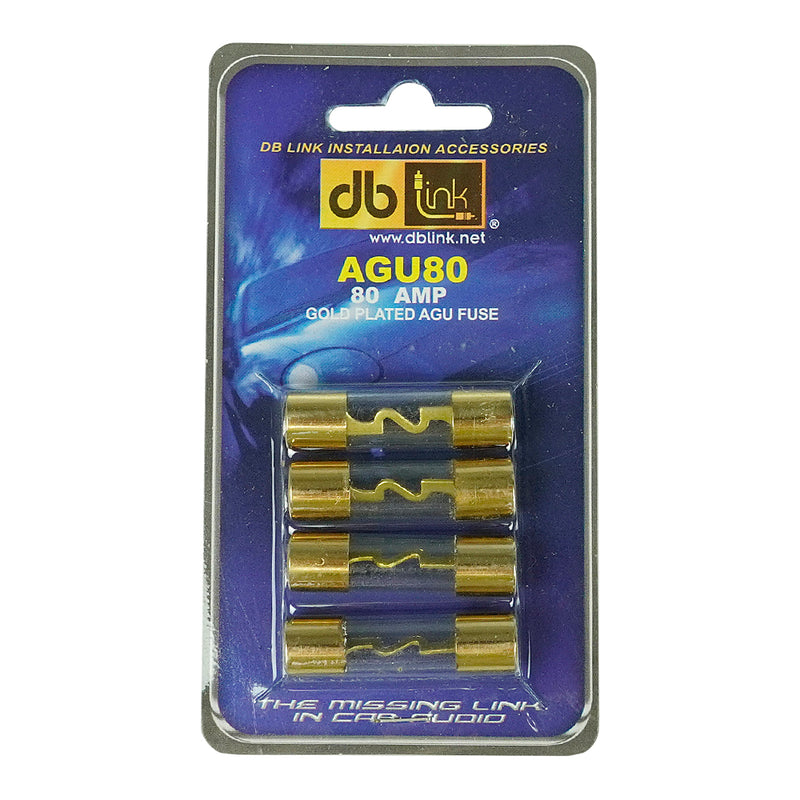 DB Link 80 Amp Golden Finish AGU Fuse Car Audio Replacement 4 Pc. Pack AGU80