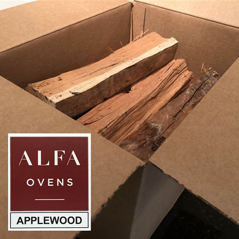 Alfa Ovens Applewood Logs 15 lb Box of Seasoned Cooking Wood Logs Alfa-Apple