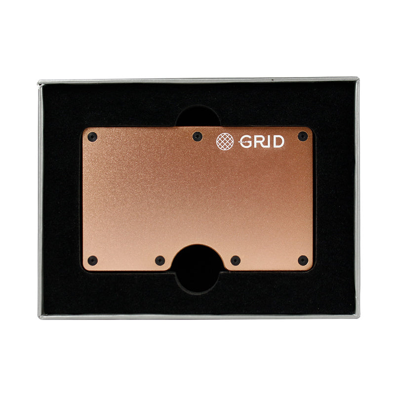 GRID Wallet Gold Aluminum Lightweight Card Holder w/ RFID Blocking Side Panels