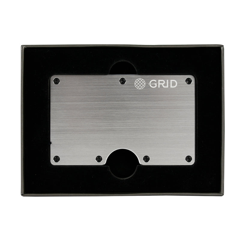 GRID Wallet Silver Aluminum Lightweight Card Holder w/ Money Clip RFID Blocking