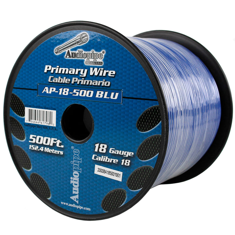 500' FT Spool Of Blue 18 Gauge AWG Feet Home Primary Power Cable Remote Wire